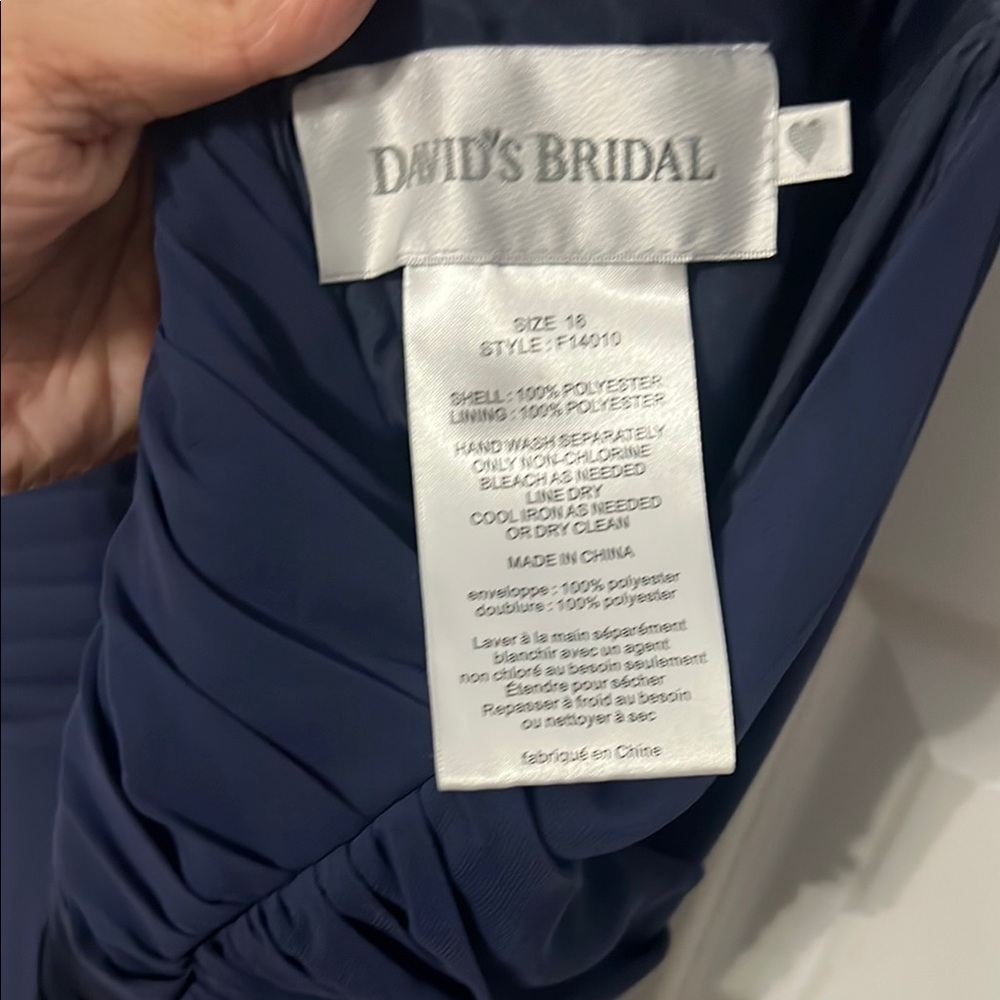 David’s Bridal Elegant One-Shoulder Blue Dress 16 - Picture 5 of 5
